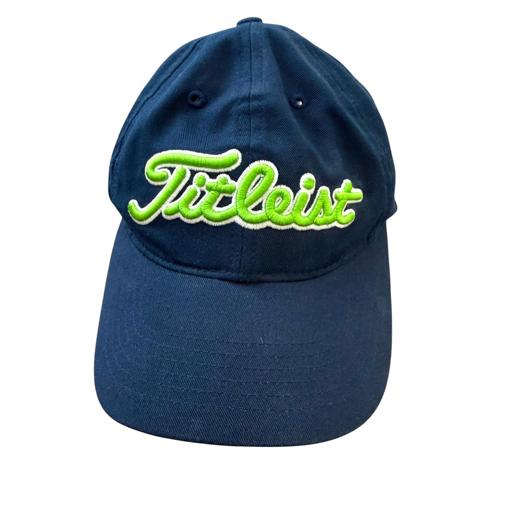 Titleist Golf Hat Mens Navy Blue Lime Green Embroidered FJ FootJoy Strapback Cap